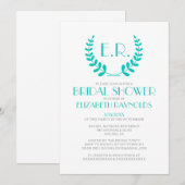 Turquoise Monogram Bridal Shower Invitations Kaart (Voorkant / Achterkant)