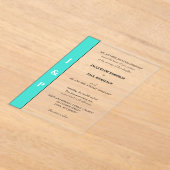 Turquoise Monogram Bruid en Bruidegom Clear Acryl Uitnodigingen (Laagn)