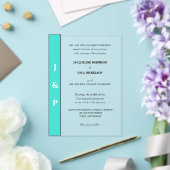 Turquoise Monogram Bruid en Bruidegom Clear Acryl Uitnodigingen (Insitu (Huwelijk))