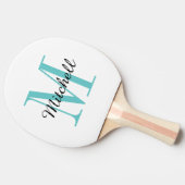 Turquoise Monogram en naam op maat Tafeltennisbatje (Zijkant)