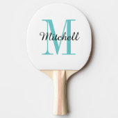 Turquoise Monogram en naam op maat Tafeltennisbatje (Voorkant)