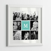 Turquoise Monogram Familie Fotocollage Poster