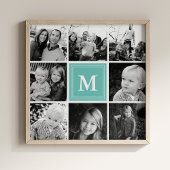 Turquoise Monogram Familie Fotocollage Poster