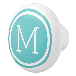 Turquoise Monogram Gepersonaliseerde Ladeknop Keramische Knop