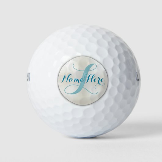 Turquoise Monogram Golfballen Set voor haar (Voorkant)