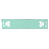 Turquoise monogram hardetafelaar voor bruiloft korte tafelloper (Horizontaal)