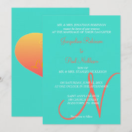Turquoise Monogram Harten Kaart