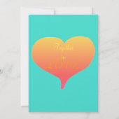 Turquoise Monogram Hearts Kaart (Achterkant)