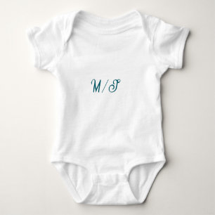Turquoise monogram huwelijks koppel naam eenvoudig romper