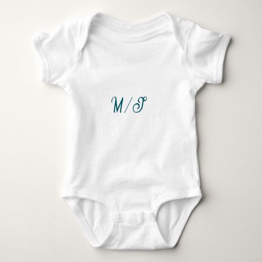 Turquoise monogram huwelijks koppel naam eenvoudig romper (Voorkant)