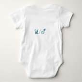 Turquoise monogram huwelijks koppel naam eenvoudig romper (Achterkant)