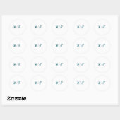 Turquoise monogram huwelijks koppel naam eenvoudig ronde sticker (Vel)