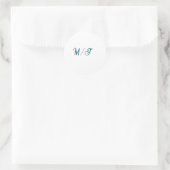 Turquoise monogram huwelijks koppel naam eenvoudig ronde sticker (Tas)
