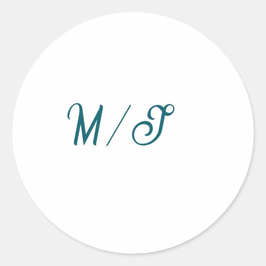 Turquoise monogram huwelijks koppel naam eenvoudig ronde sticker (Voorkant)