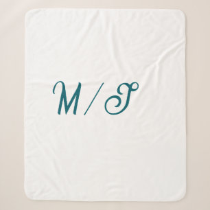 Turquoise monogram huwelijks koppel naam eenvoudig sherpa deken