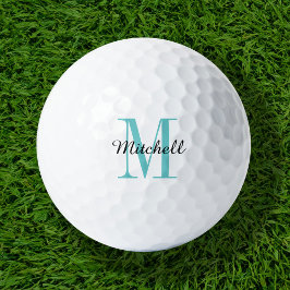 Turquoise Monogram Initiaal en Naam Gepersonalisee Golfballen