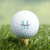 Turquoise Monogram Initiaal en Naam Gepersonalisee Golfballen (Insitu Shirt)