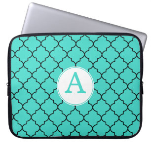 Turquoise Monogram laptophoes Laptop Sleeve