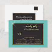 Turquoise Monogram 💍 Moderne Geometrisch RSVP Kaartje (Voorkant / Achterkant)