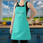 Turquoise monogram naam bedrijf schort