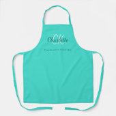Turquoise monogram naam bedrijf schort (Voorkant)
