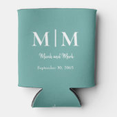 Turquoise Monogram & Names Wedding Koelbox Blikjeskoeler (Voorkant)