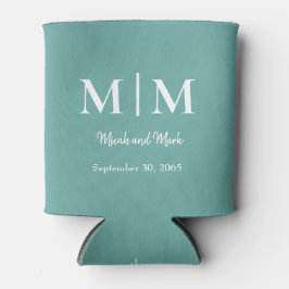 Turquoise Monogram & Names Wedding Koelbox Blikjeskoeler