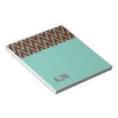 Turquoise Monogram School Kantoor Gift Notitieblok (Schuin)