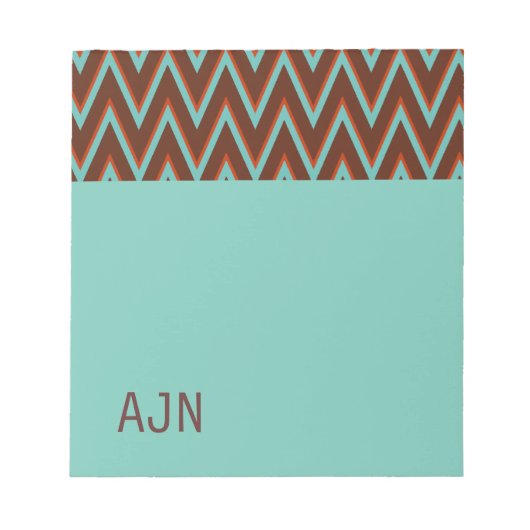 Turquoise Monogram School Kantoor Gift Notitieblok (Voorkant)