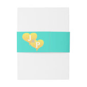 Turquoise Monogram Uitnodigingen Wikkel (Achterkant Voorbeeld)