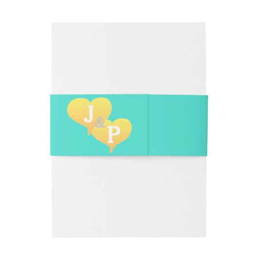 Turquoise Monogram Uitnodigingen Wikkel (Achterkant Voorbeeld)