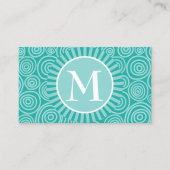 Turquoise Monogram Visitekaartjes - Fun Spirals (Voorkant)