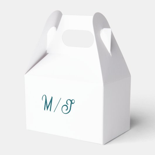 Turquoise monogram wedding couple name simple styl bedankdoosjes (Voorkant Zijde)