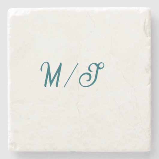 Turquoise monogram wedding couple name simple styl stenen onderzetter (Voorkant)