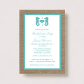 Turquoise Monogram Zeepaard Strand Bruidsmeisjesfe Kaart