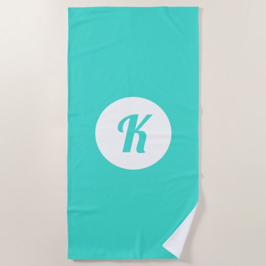 Turquoise Monogrammed Beach Towel Strandlaken (Voorkant)