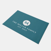 Turquoise Monogrammed Familienaam Doormat Deurmat (Schuin)