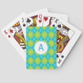 Turquoise Monogrammed-speelkaarten Pokerkaarten (Achterkant)