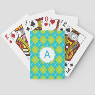 Turquoise Monogrammed-speelkaarten Pokerkaarten