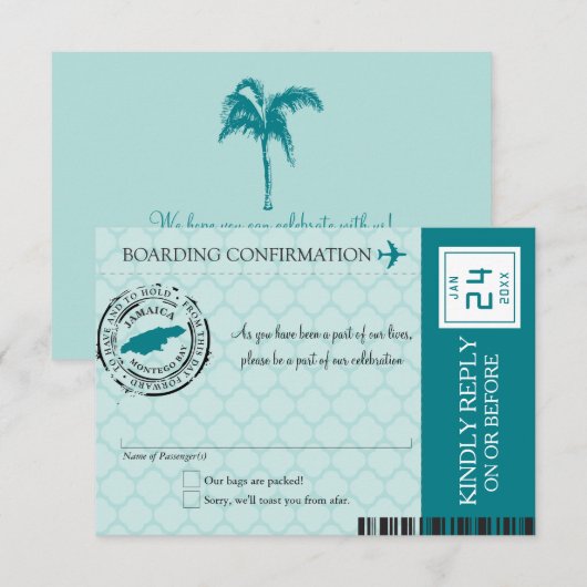 Turquoise Montego Bay Jamaica Gelieve te reageren Kaart (Voorkant / Achterkant)