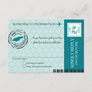 Turquoise Montego Bay Jamaica RSVP Kaart