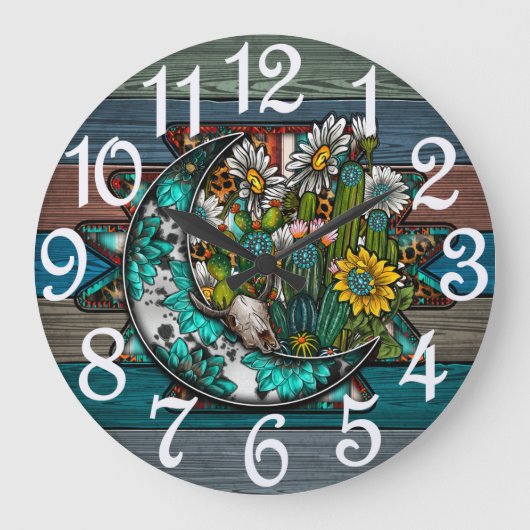 Turquoise Moon Grote Klok (Voorkant)