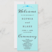 Turquoise Moon Phases Bord Blue Wedding Program (Voorkant)