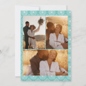 Turquoise Moroccan floral initialen 3 fotobruiloft Kaart (Achterkant)