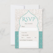Turquoise Moroccan floral rsvp bruiloft Kaart (Voorkant)