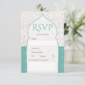 Turquoise Moroccan floral rsvp bruiloft Kaart (Staand voorkant)
