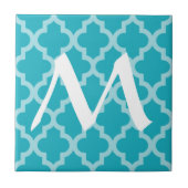 Turquoise Moroccan Moods Quatrefoil met Initiaal Tegeltje (Voorkant)
