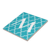 Turquoise Moroccan Moods Quatrefoil met Initiaal Tegeltje (Zijkant)