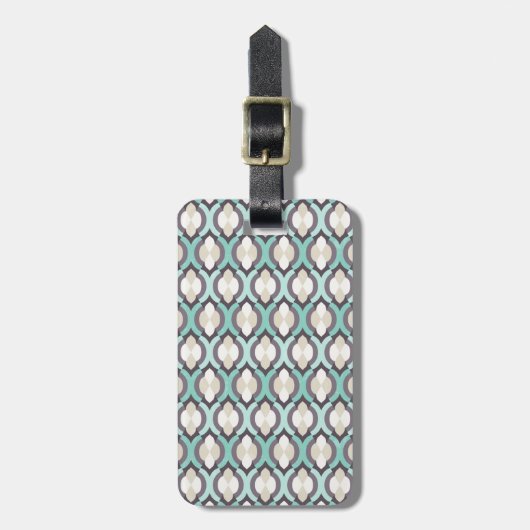 Turquoise Moroccan Pattern Bagagelabel (Voorkant verticaal)