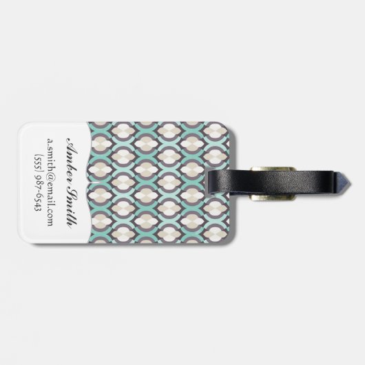 Turquoise Moroccan Pattern Bagagelabel (Achterkant horizontaal)